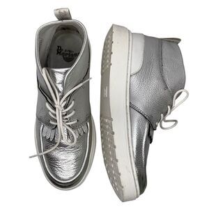 Dr Martens Airair Jemima Boot 3-eye Chukka Silver Leather Women Booties Sz 9 USL
